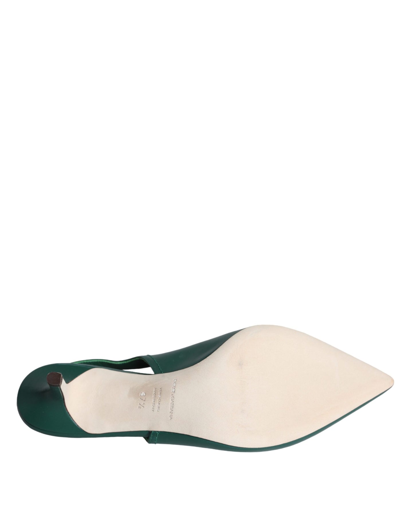 Dark Green DG Amore Leather Slingbacks Shoes