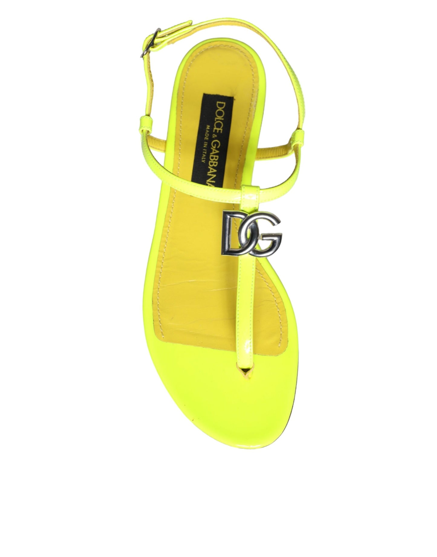 Yellow Leather DG Logo Flats Sandals Shoes