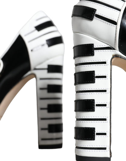 Black White Piano Keys Mary Janes Heels Shoes