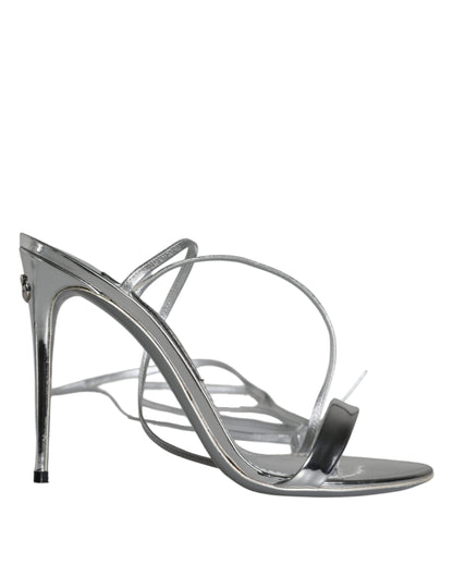 Metalic Silver Strap Stilettos Sandals Shoes