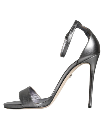 Silver KEIRA Heels Ankle Strap Sandals Shoes