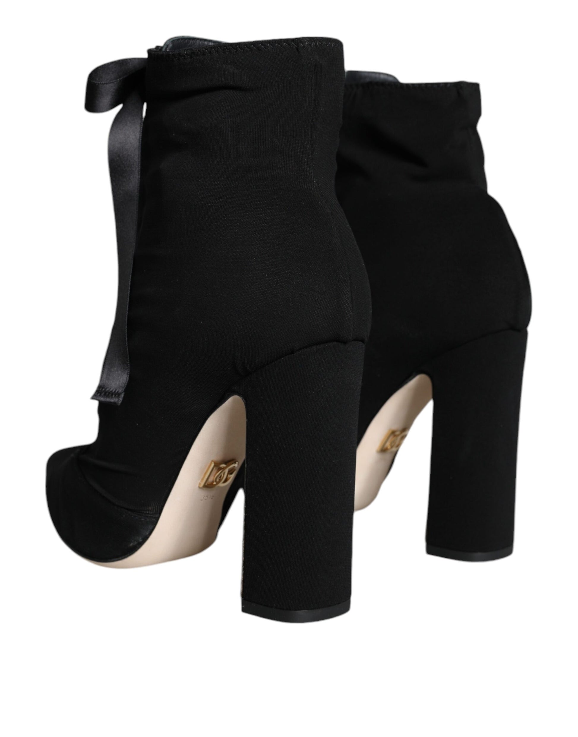 Black Jersey Stretch Ankle Booties Shoes