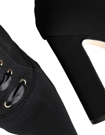 Black Jersey Stretch Ankle Booties Shoes