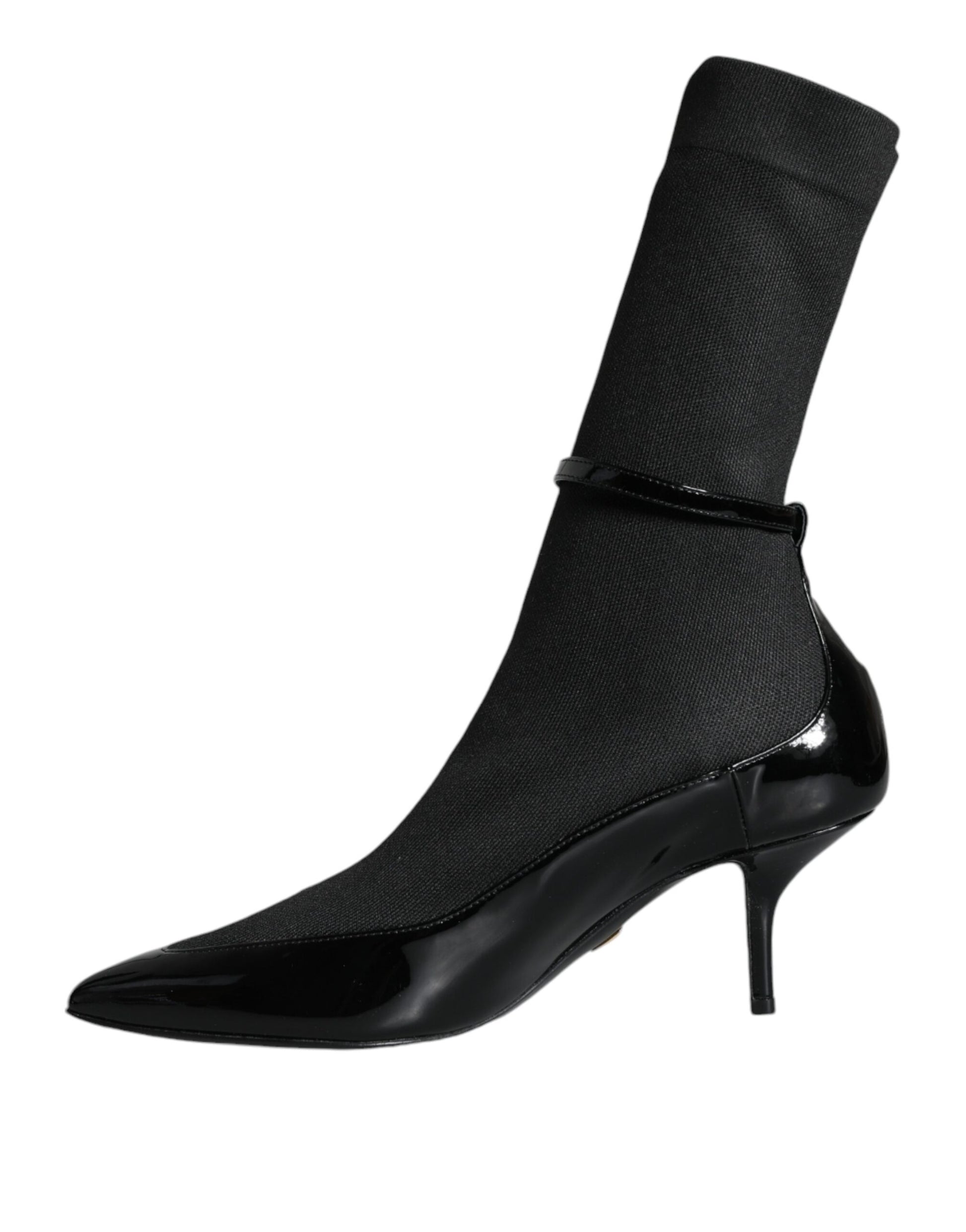 Black Leather Stilettos Booties Socks Shoes