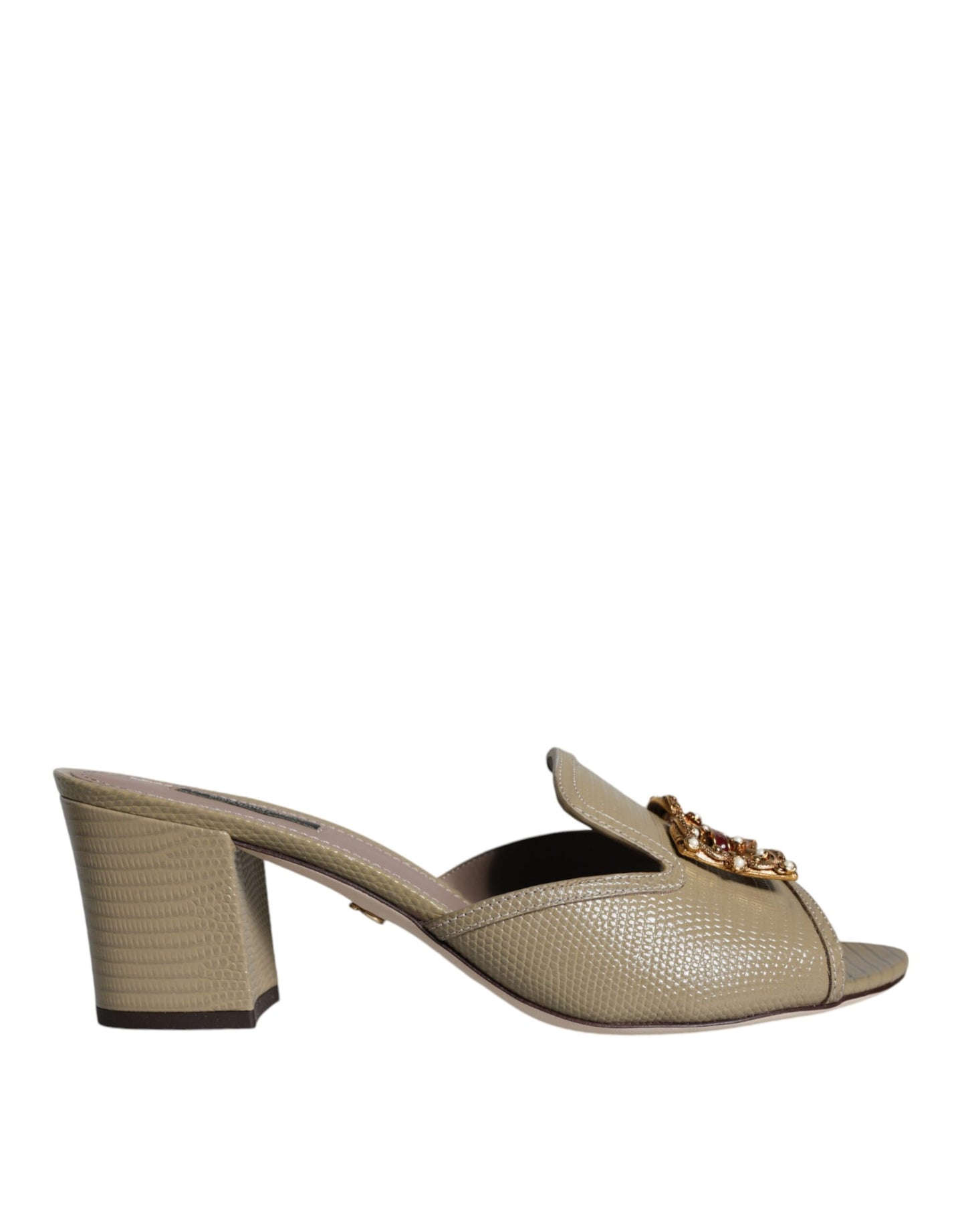 Beige DG Amore Slip On Heels Sandals Shoes