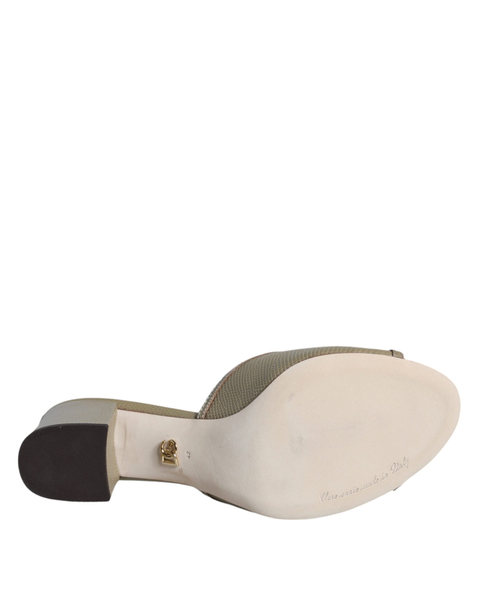 Beige DG Amore Slip On Heels Sandals Shoes