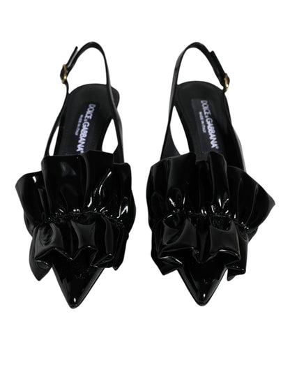 Black Patent Leather Heels Slingback Shoes