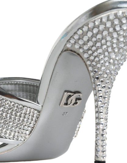 Silver Crystals Keira Heels Slides Shoes