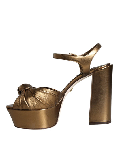 Gold Leather Platform Keira Sandals Shoes