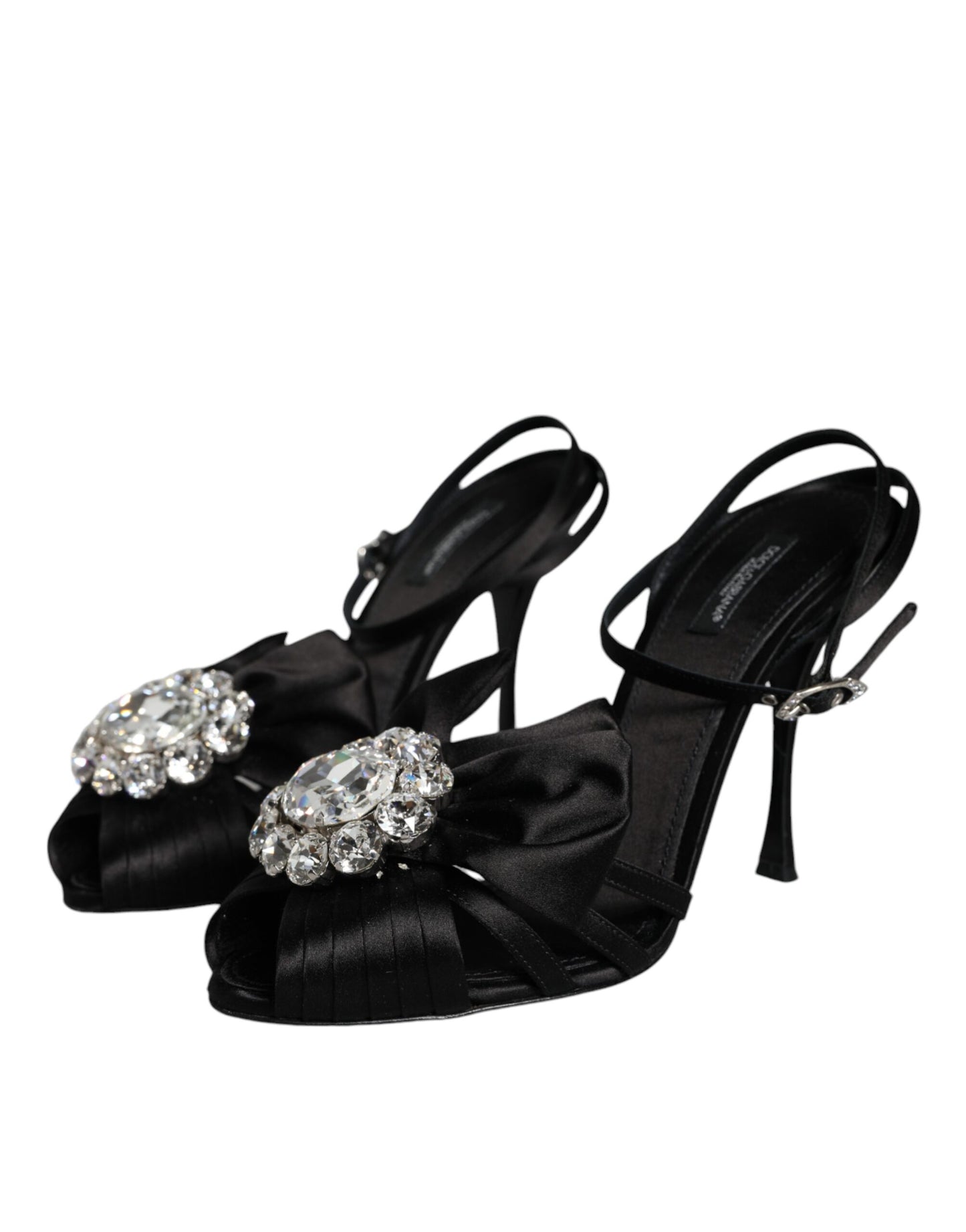 Black Crystal Ankle Strap Sandals Shoes