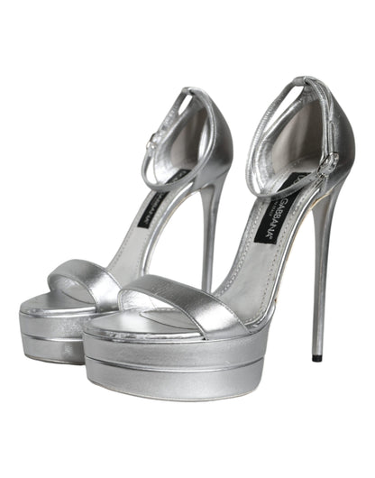 Silver KEIRA Heels Ankle Strap Sandals Shoes