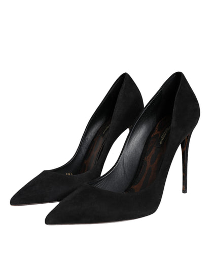 Black Suede Leather High Heels Pumps Shoes