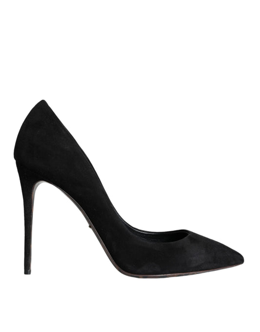 Black Suede Leather High Heels Pumps Shoes