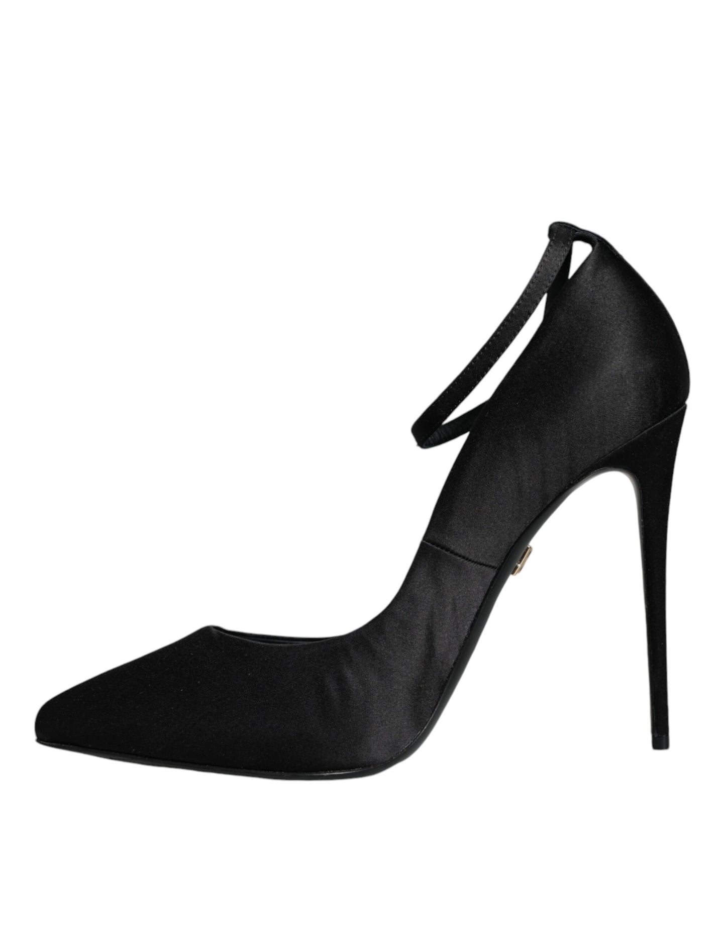 Black Satin Ankle Strap Heels Pumps Shoes