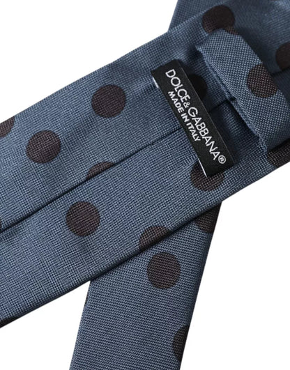 Blue Black Silk Polka Dot Adjustable Men Tie