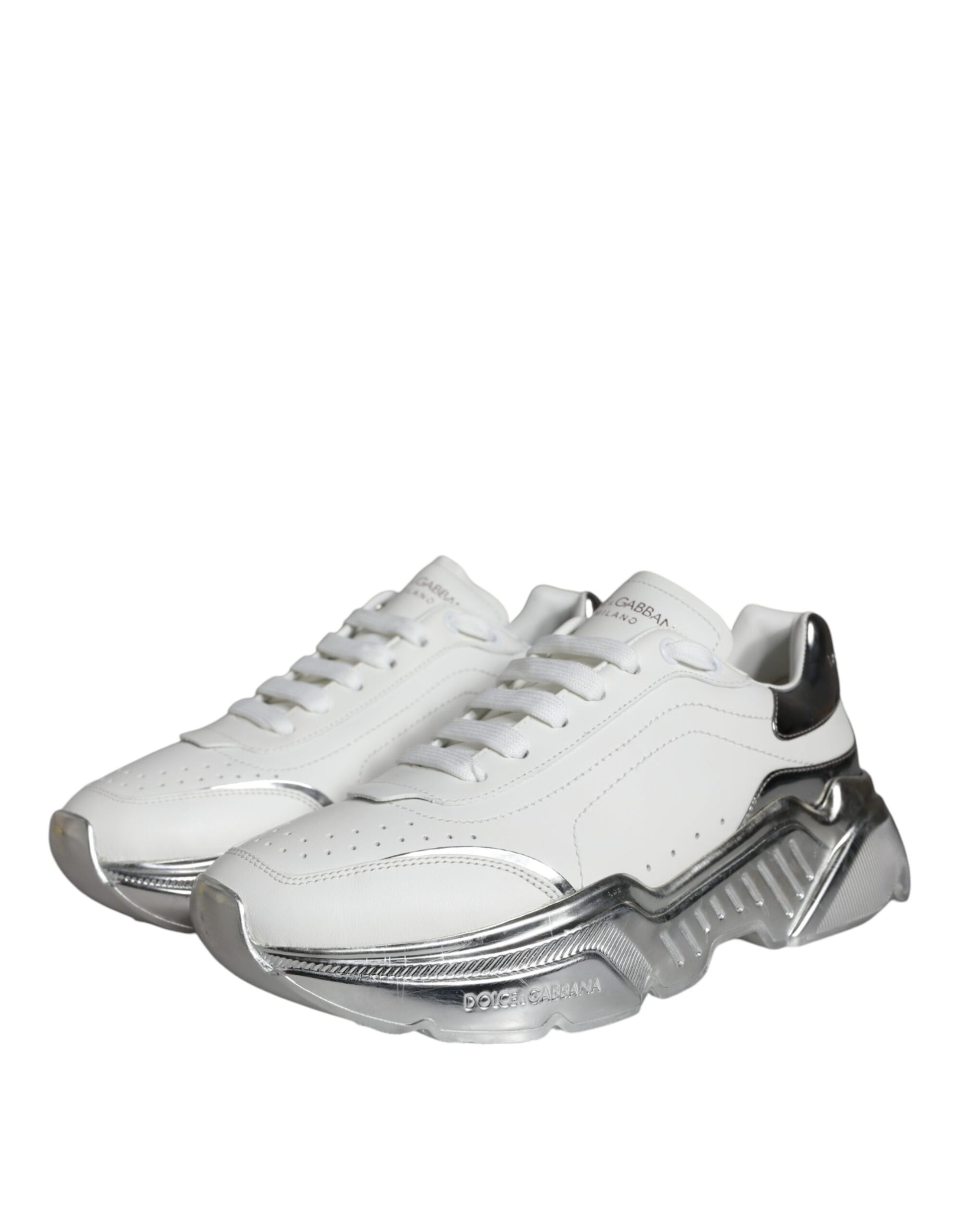 White Silver Daymaster Leather Sneakers Shoes