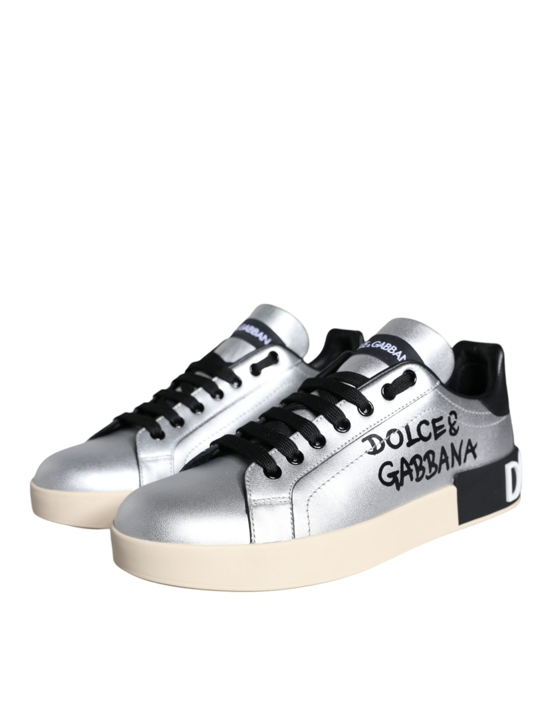 Silver Portofino Calf Leather Sneakers Shoes