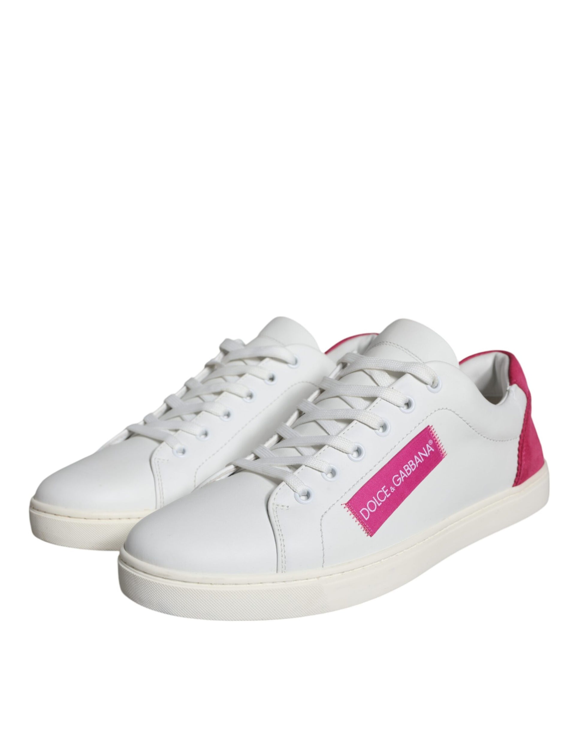 White Pink Leather Logo Classic Sneaker Shoes