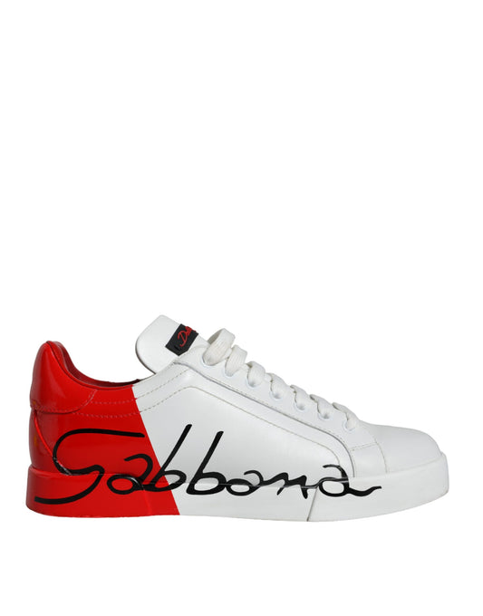 White Red Portofino Low Top Sneakers Shoes