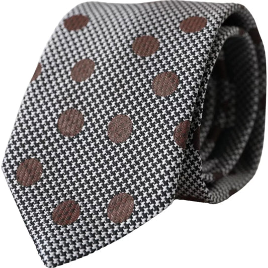 Gray Dotted Pattern 100% Silk Adjustable Men Tie