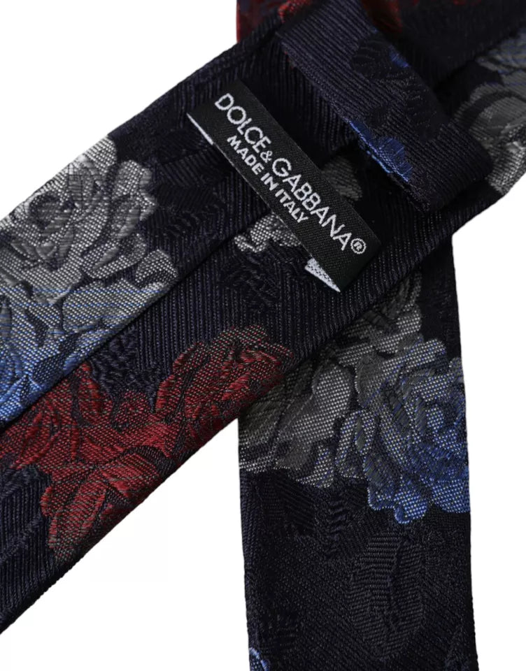 Dark Blue Floral Fantasy Silk Adjustable Men Tie