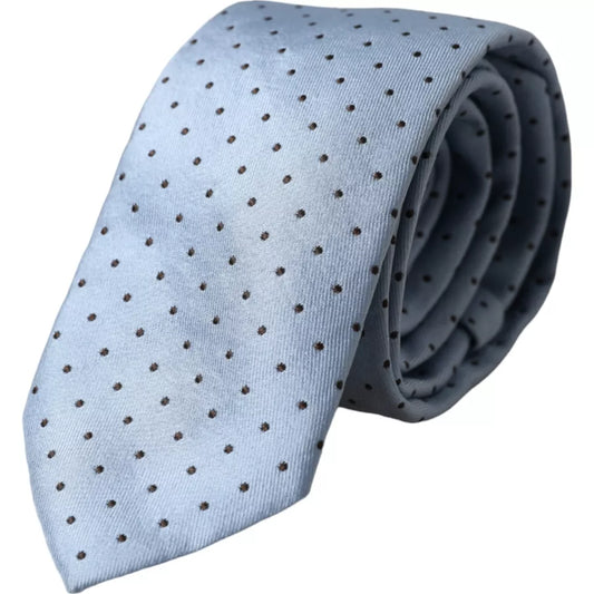 Light Blue Polka Dot Silk Adjustable Men Tie