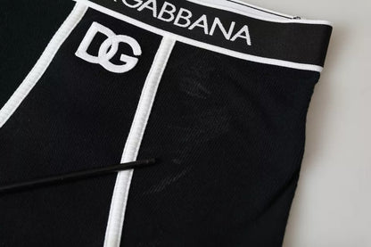 Black Cotton Stretch Branded Logo Underwear