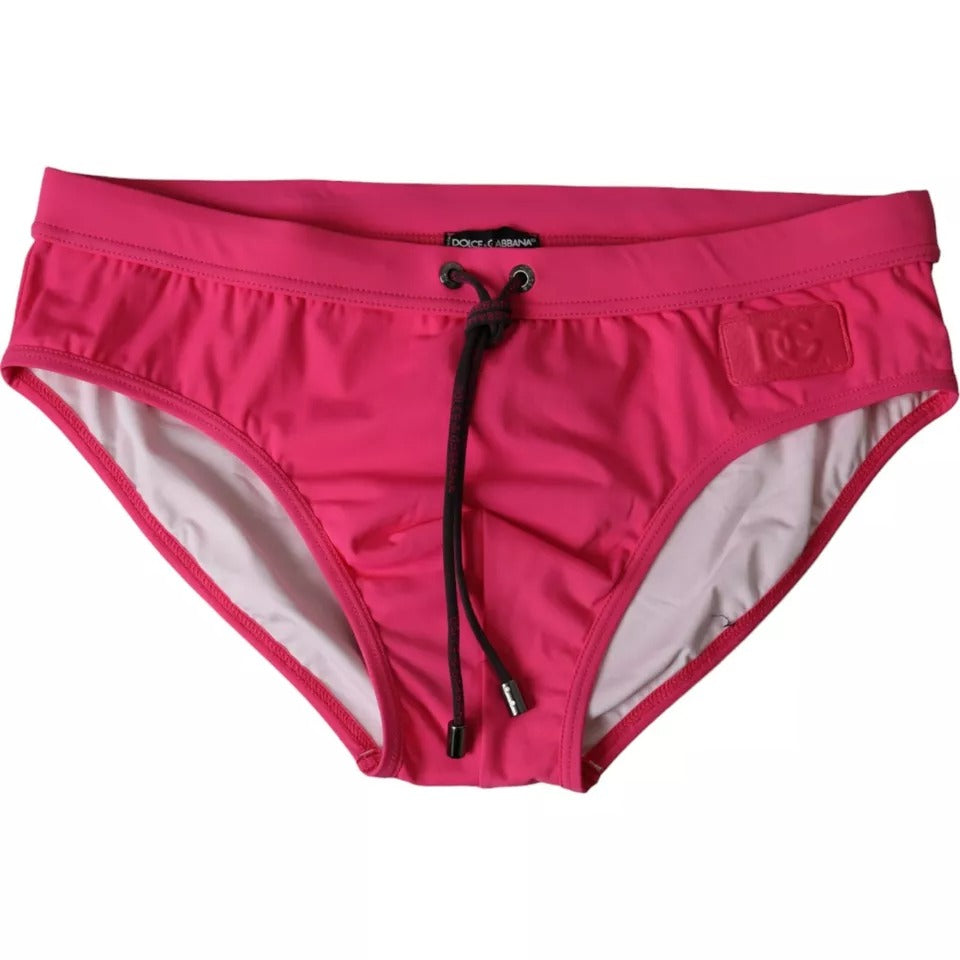 Pink Nylon DG Logo Beachwear Brief Swimwear Men