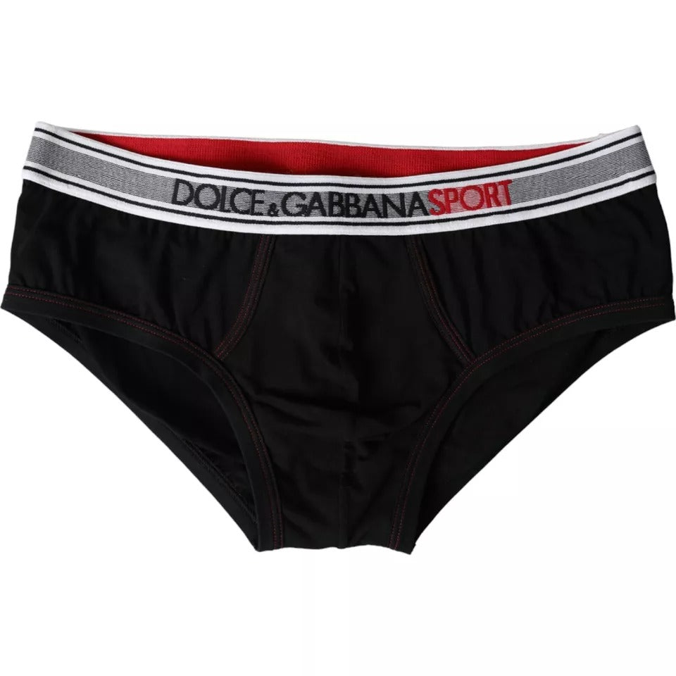 Black Logo Cotton Stretch Brando Slip Underwear