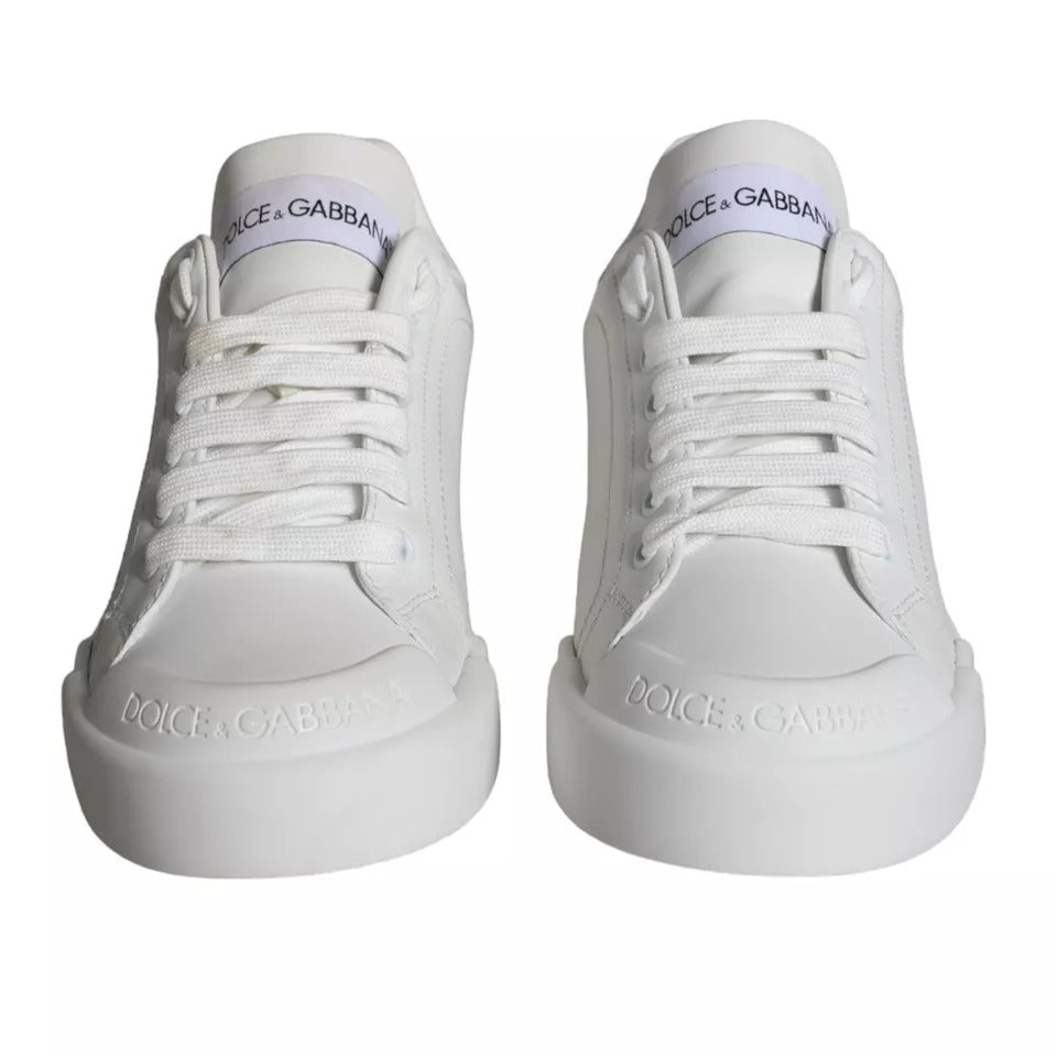 White Calfskin Leather Miami Low Top Sneakers Shoes