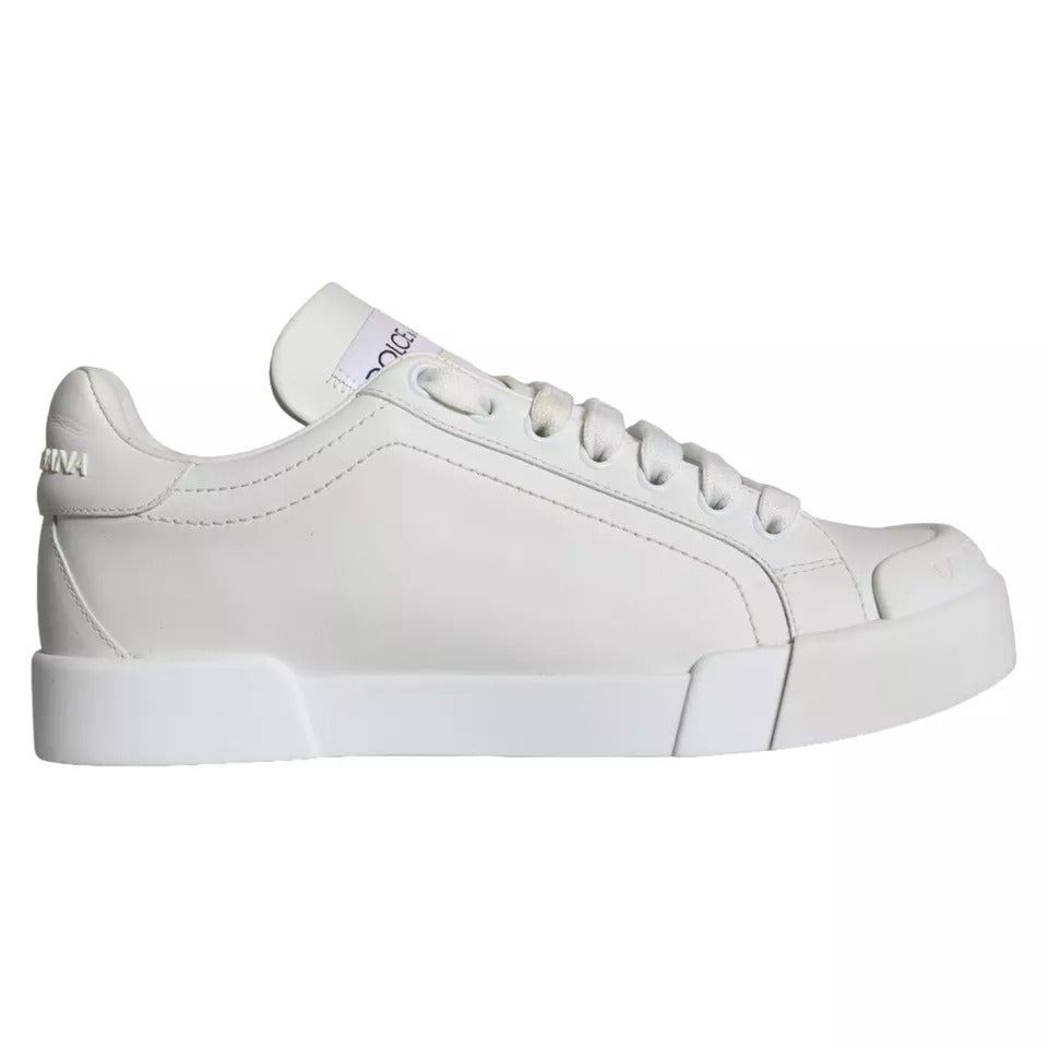 White Calfskin Leather Miami Low Top Sneakers Shoes