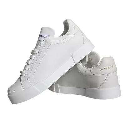 White Calfskin Leather Miami Low Top Sneakers Shoes