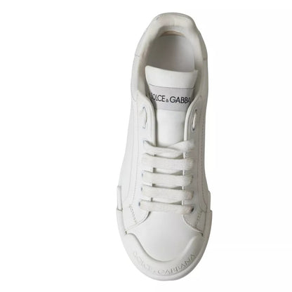 White Calfskin Leather Miami Low Top Sneakers Shoes