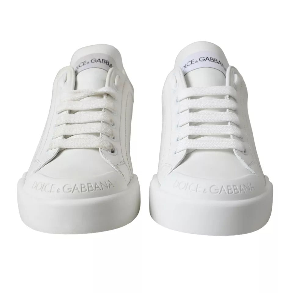 White Calfskin Leather Miami Low Top Sneakers Shoes