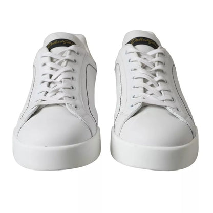 White Leather Portofino Low Top Sneakers Shoes