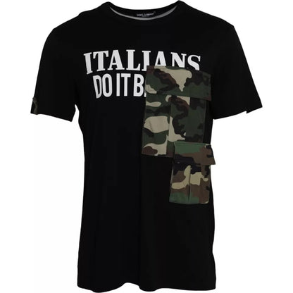 Black Camouflage Cotton Short Sleeve T-shirt