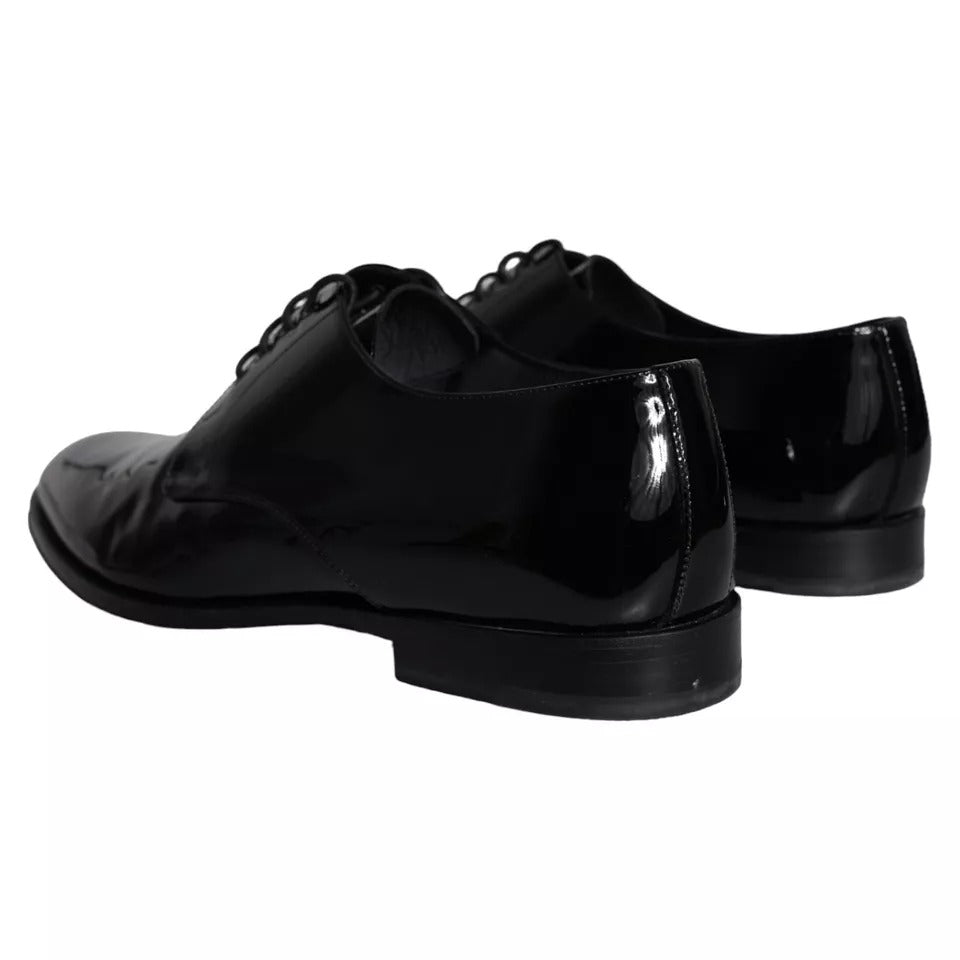 Black Calfskin Leather Derby Men Dress Shoes