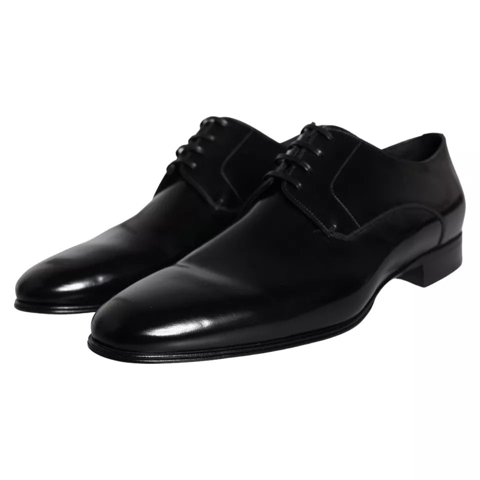 Black Calf Leather Derby Men Dress Shoes