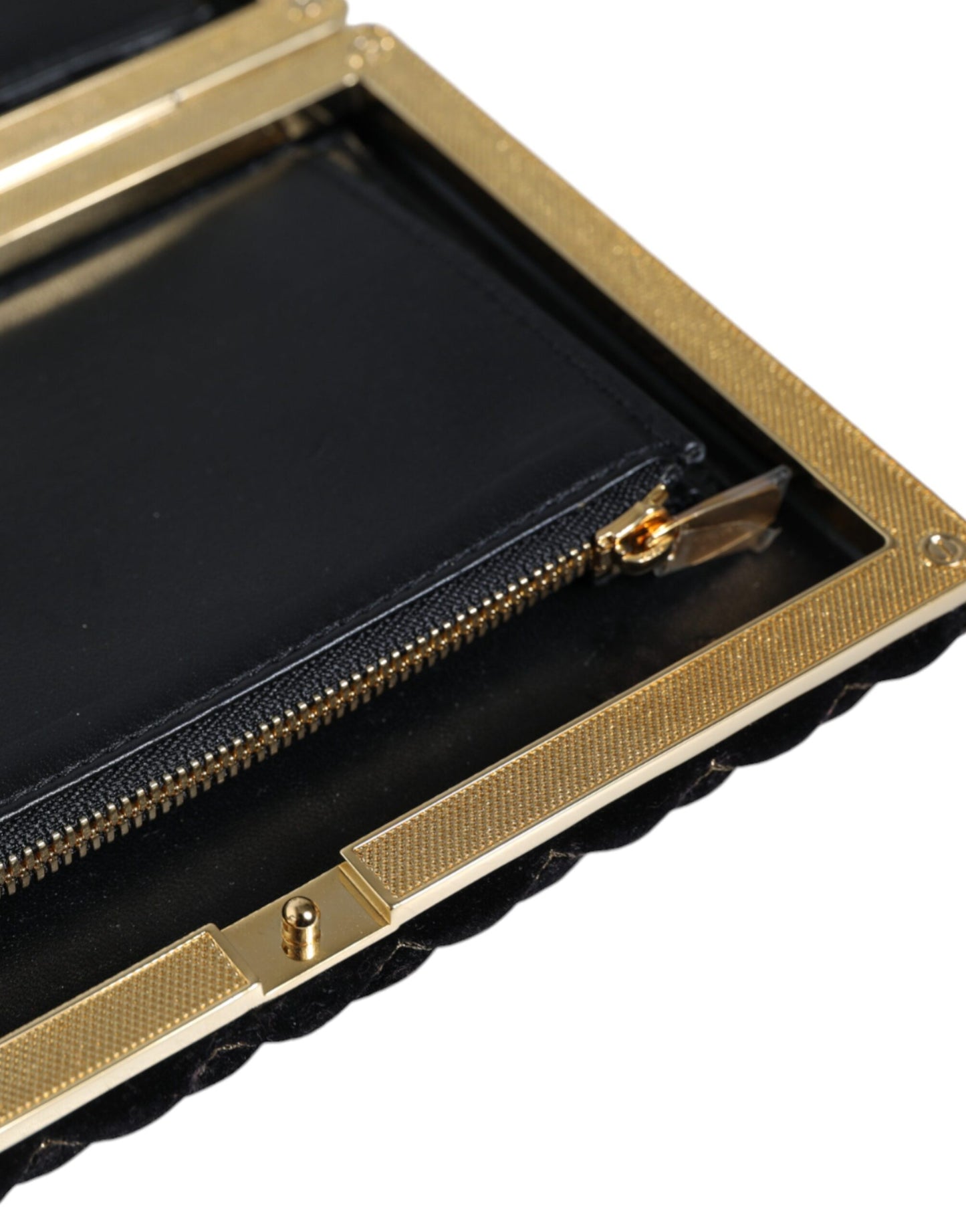 Bordeaux Black Velvet Gold Frame Clutch Evening Purse Bag