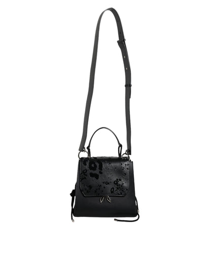 Black Leather Crossbody Strap Top Handle Bag