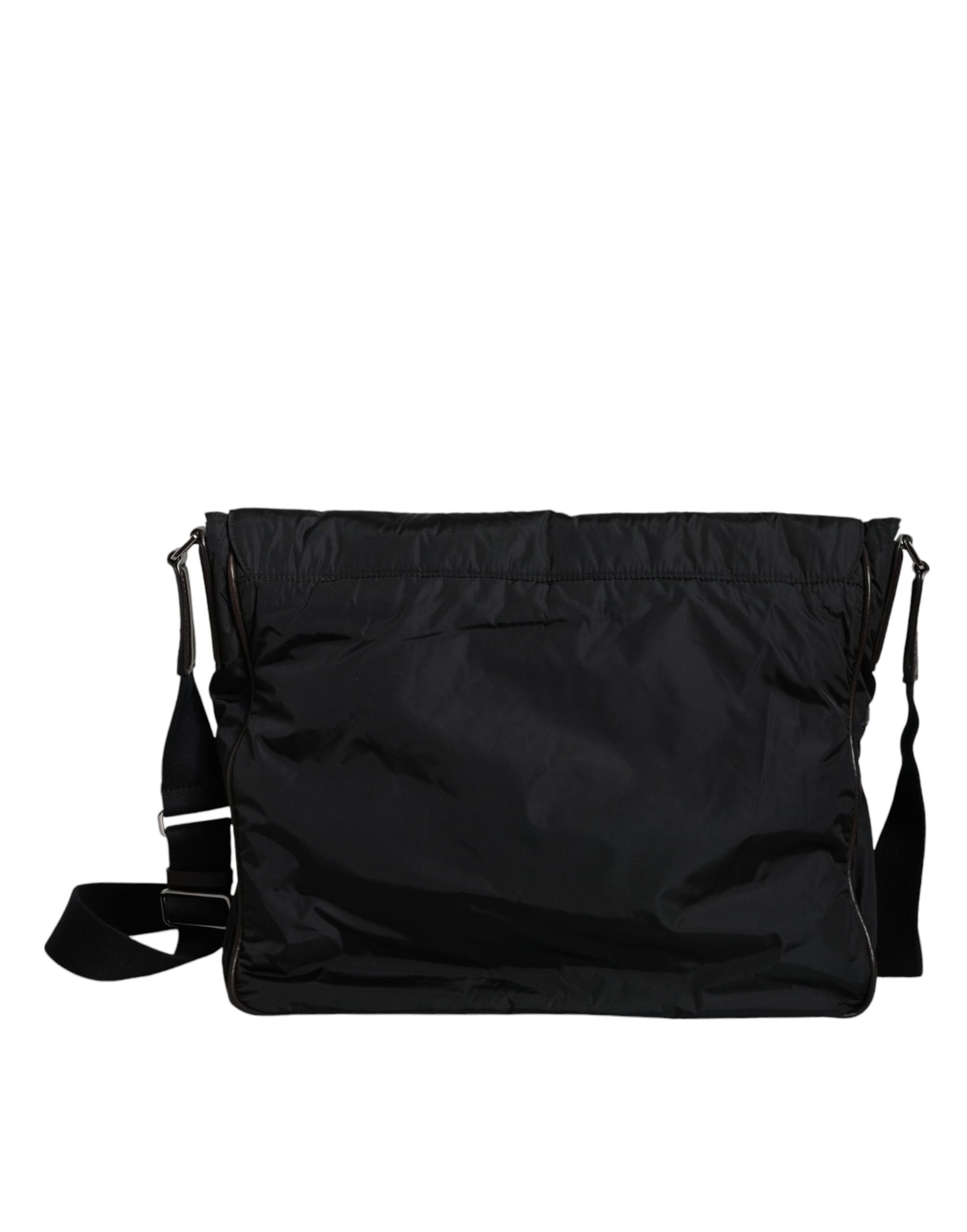 Black Canvas Pockets Crossbody Strap Shoulder Bag