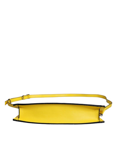 Yellow Leather Logo Crossbody Sling Shoulder Bag