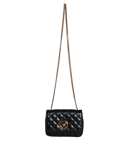 Black Quilted Lambskin Leather Crossbody Shoulder Bag