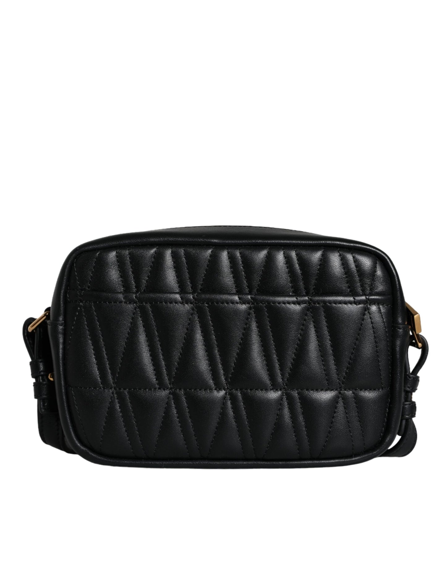 Black Quilted Lamb Leather Camera Case Shoulder Bag