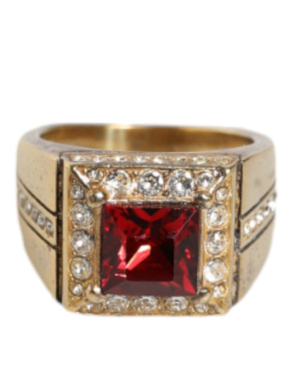 Gold Plated 925 Silver Red Crystal Ring