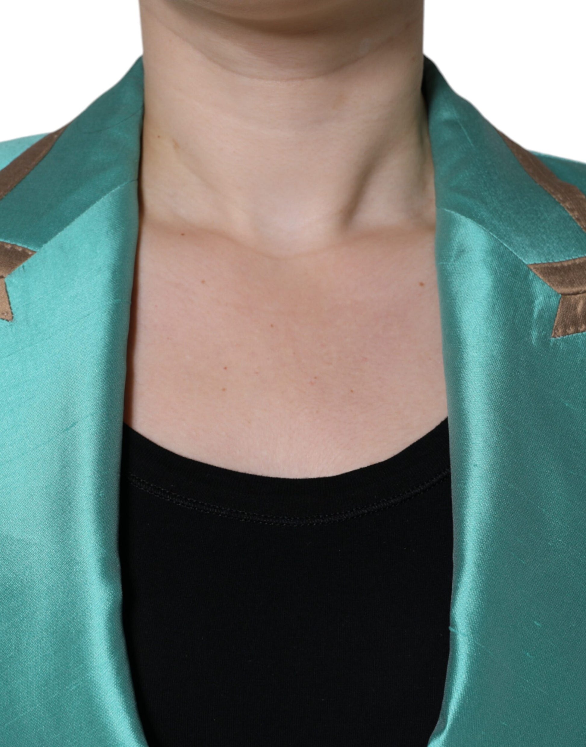 Metallic Green Single Breasted Blazer Jacket