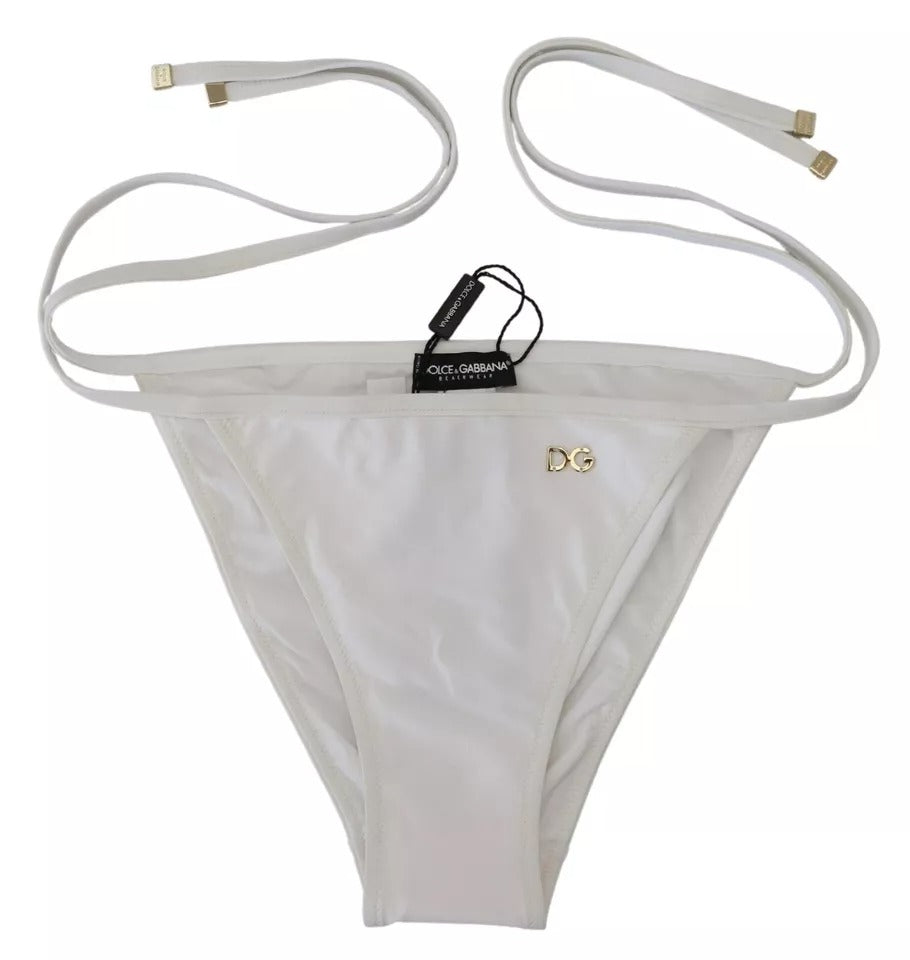 White DG Logo Beachwear Swimwear Bikini Bottom