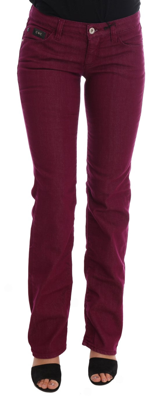 Sleek Red Straight Fit Luxury Jeans