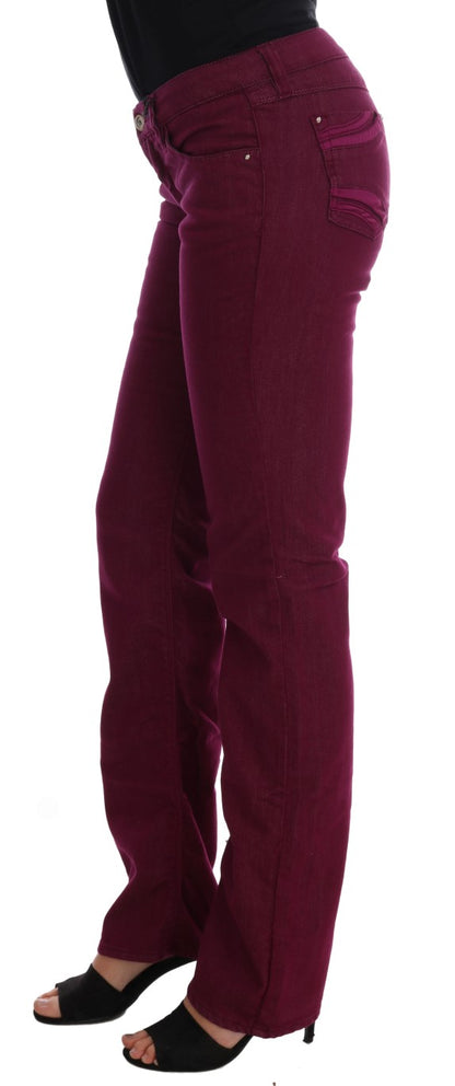 Sleek Red Straight Fit Luxury Jeans