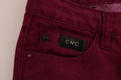 Sleek Red Straight Fit Luxury Jeans